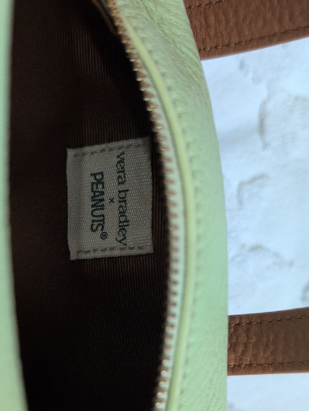 Snoopy Patch Mini Tote in Light Green & Brown - Picture 6 of 6